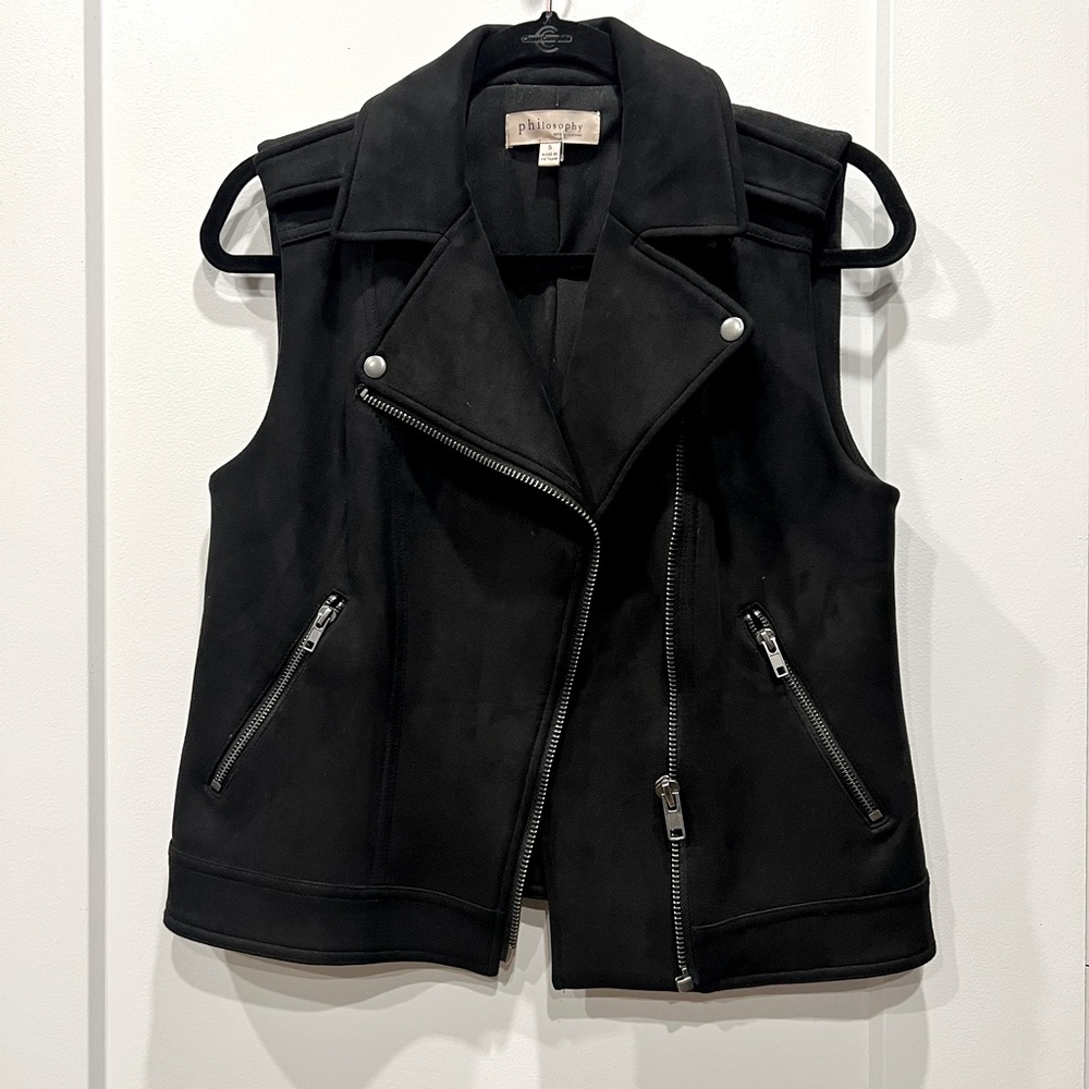 Philosophy Vegan Suede Moto Vest - Black - Picture 2 of 8